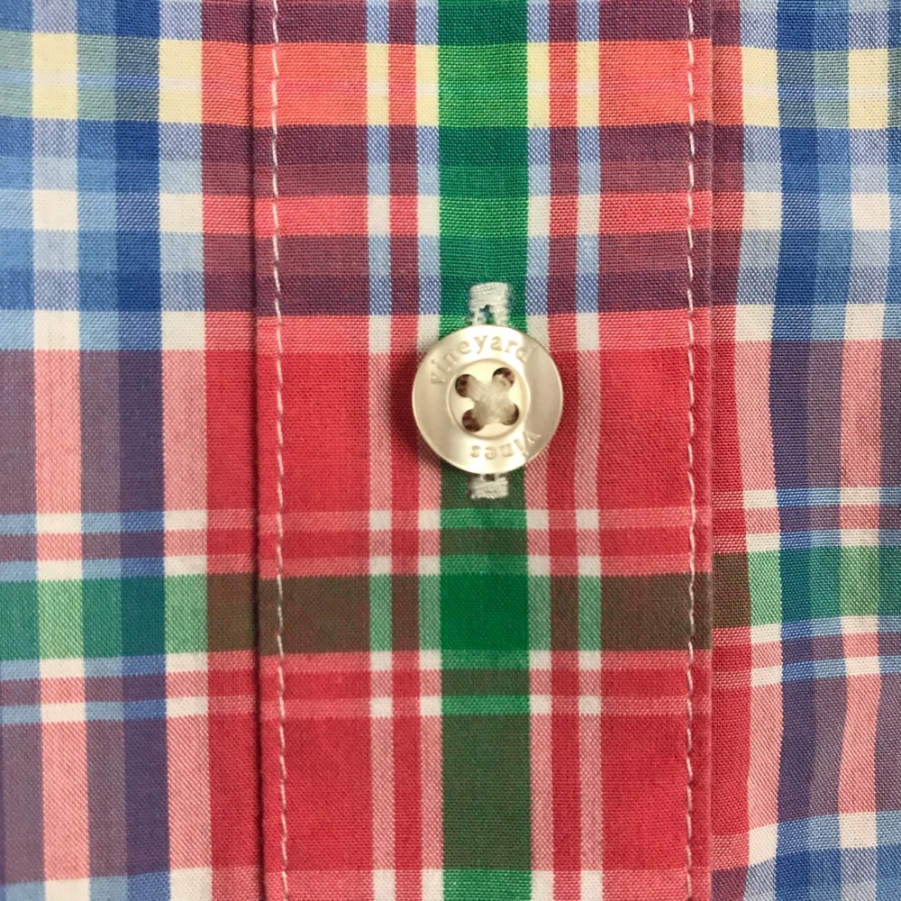 Vineyard Vines Coral Spring Plaid Dress Shirt 4 - Picture 4 of 6